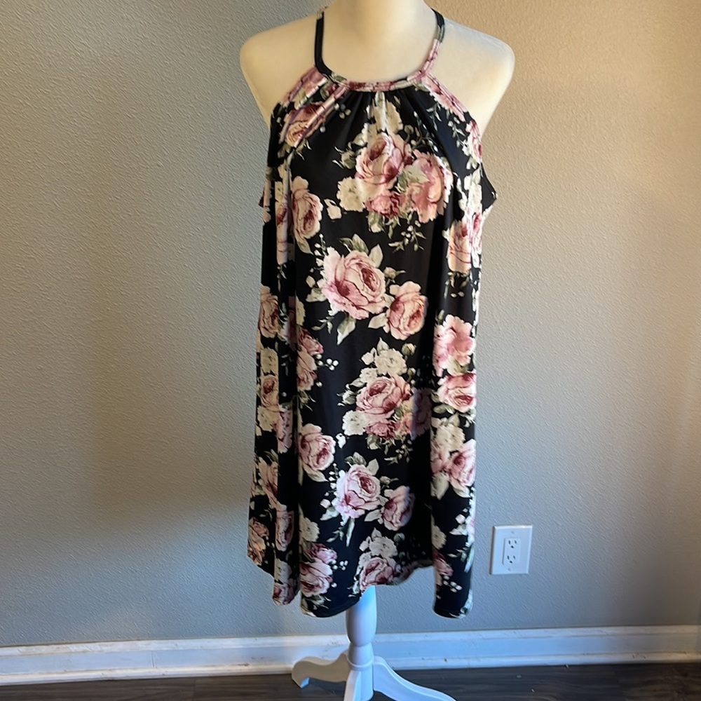 Top Fashion Of New York Stretchy Halter Top Mini Floral Dress